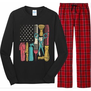 Hairstylist Tools Usa Flag Haircutter Barber Hairdresser Long Sleeve Pajama Set