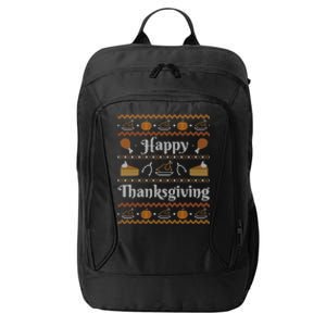 Happy Thanksgiving Ugly Sweater Style Happy Holiday Funny City Backpack