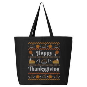 Happy Thanksgiving Ugly Sweater Style Happy Holiday Funny 25L Jumbo Tote