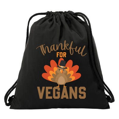 Happy Thanks Vegan Thankful For Vegans Gift Drawstring Bag