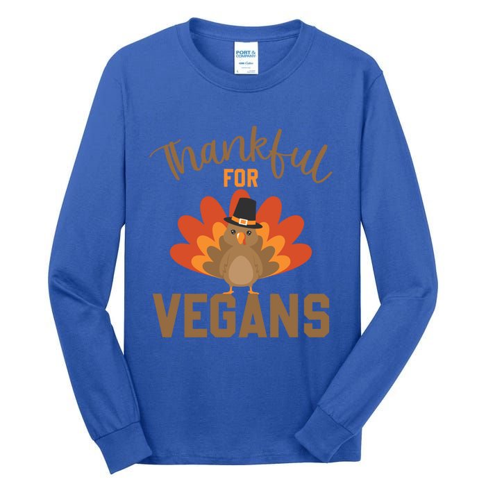 Happy Thanks Vegan Thankful For Vegans Gift Tall Long Sleeve T-Shirt