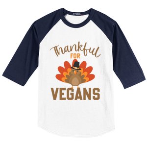 Happy Thanks Vegan Thankful For Vegans Gift Baseball Sleeve Shirt