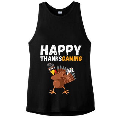 Happy Thanksgiving Video Game Dabbing Turkey Pilgrim Ladies PosiCharge Tri-Blend Wicking Tank