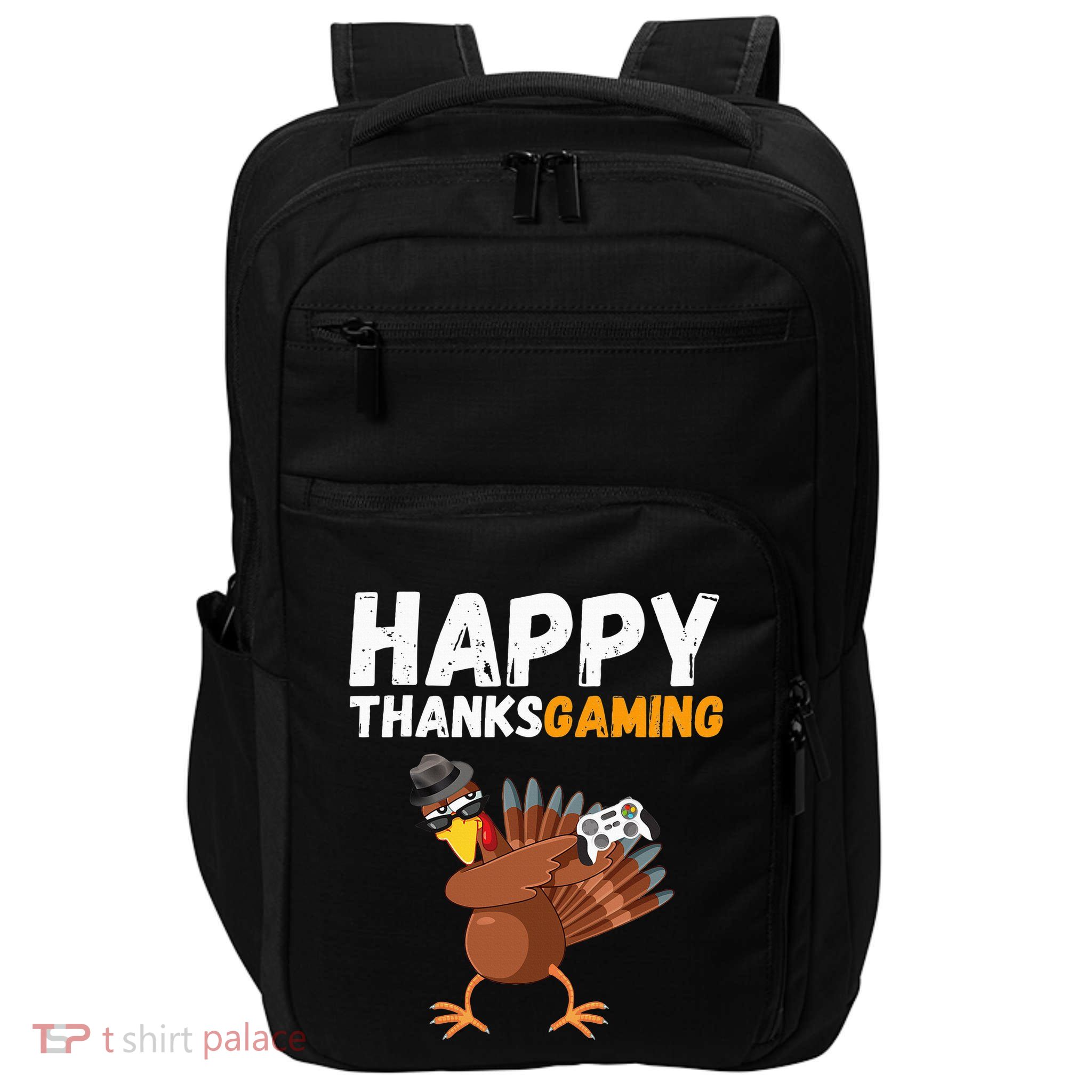 Happy Thanksgiving Video Game Dabbing Turkey Pilgrim Impact Tech Backpack