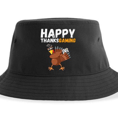 Happy Thanksgiving Video Game Dabbing Turkey Pilgrim Sustainable Bucket Hat