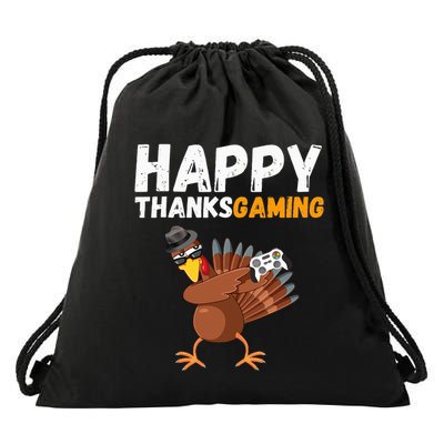 Happy Thanksgiving Video Game Dabbing Turkey Pilgrim Drawstring Bag