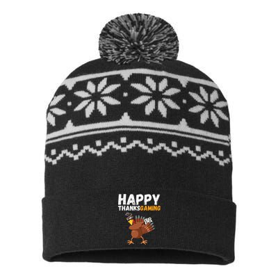 Happy Thanksgiving Video Game Dabbing Turkey Pilgrim USA-Made Snowflake Beanie