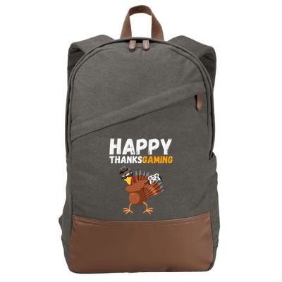 Happy Thanksgiving Video Game Dabbing Turkey Pilgrim Cotton Canvas Backpack