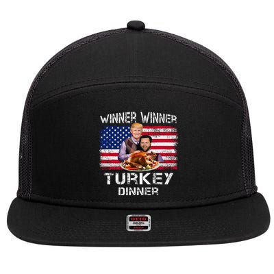 Humor Trump Vance Winner Winner Turkey Dinner Thanksgiving 7 Panel Mesh Trucker Snapback Hat