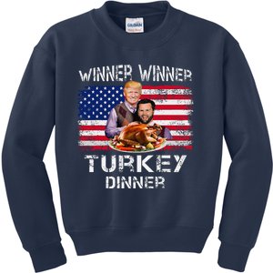 Humor Trump Vance Winner Winner Turkey Dinner Thanksgiving Kids Sweatshirt