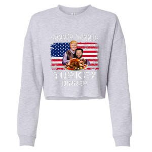 Humor Trump Vance Winner Winner Turkey Dinner Thanksgiving Cropped Pullover Crew