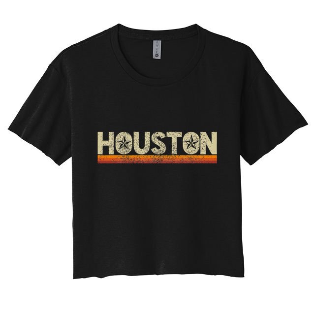 Houston Texas Vintage Retro Stars Souvenir Crop Top