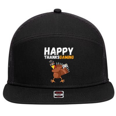 Happy Thanksgiving Video Game Dabbing Turkey Pilgrim 7 Panel Mesh Trucker Snapback Hat