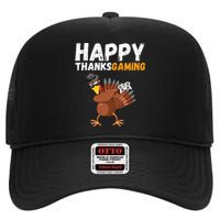 Happy Thanksgiving Video Game Dabbing Turkey Pilgrim High Crown Mesh Back Trucker Hat