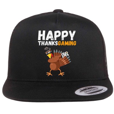 Happy Thanksgiving Video Game Dabbing Turkey Pilgrim Flat Bill Trucker Hat