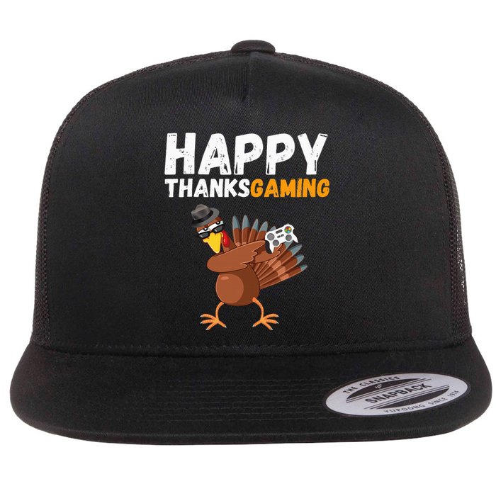 Happy Thanksgiving Video Game Dabbing Turkey Pilgrim Flat Bill Trucker Hat