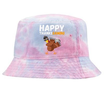 Happy Thanksgiving Video Game Dabbing Turkey Pilgrim Tie-Dyed Bucket Hat