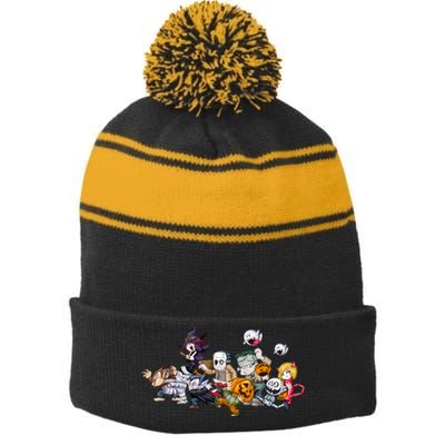 Halloween Team Villains Monster Crew Stripe Pom Pom Beanie