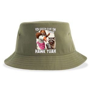 Hawk Tuah Viral Humor Meme Video Girl 24 Goose Tua Sustainable Bucket Hat