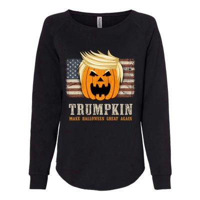 Halloween Trumpkin Vintage Us Flag Funny Womens California Wash Sweatshirt