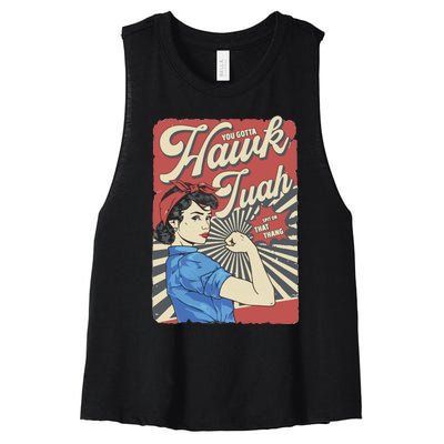 Hawk Tuah Viral Spit On That Thing Women's Racerback Cropped Tank