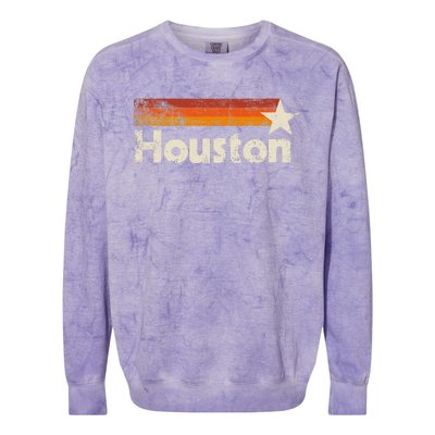 Houston Texas Vintage Houston Stripes Strong Old 70s 80s 90s Colorblast Crewneck Sweatshirt