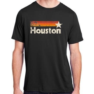 Houston Texas Vintage Houston Stripes Strong Old 70s 80s 90s Adult ChromaSoft Performance T-Shirt