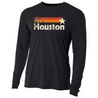 Houston Texas Vintage Houston Stripes Strong Old 70s 80s 90s Cooling Performance Long Sleeve Crew