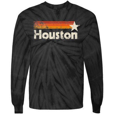 Houston Texas Vintage Houston Stripes Strong Old 70s 80s 90s Tie-Dye Long Sleeve Shirt