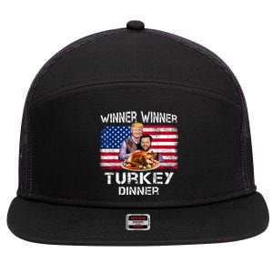 Humor Trump Vance Winner Winner Turkey Dinner Thanksgiving 7 Panel Mesh Trucker Snapback Hat