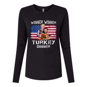 Humor Trump Vance Winner Winner Turkey Dinner Thanksgiving Womens Cotton Relaxed Long Sleeve T-Shirt