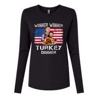 Humor Trump Vance Winner Winner Turkey Dinner Thanksgiving Womens Cotton Relaxed Long Sleeve T-Shirt