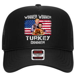 Humor Trump Vance Winner Winner Turkey Dinner Thanksgiving High Crown Mesh Back Trucker Hat