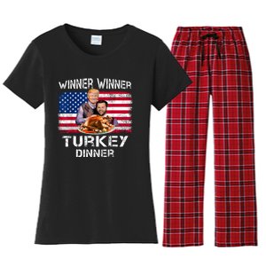 Humor Trump Vance Winner Winner Turkey Dinner Thanksgiving Women's Flannel Pajama Set