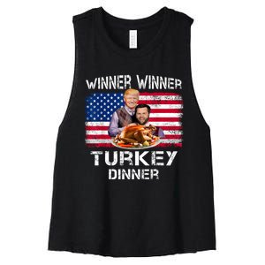 Humor Trump Vance Winner Winner Turkey Dinner Thanksgiving Women's Racerback Cropped Tank