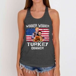 Humor Trump Vance Winner Winner Turkey Dinner Thanksgiving Women's Knotted Racerback Tank