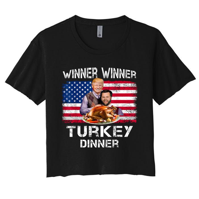 Humor Trump Vance Winner Winner Turkey Dinner Thanksgiving Women's Crop Top Tee