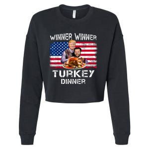 Humor Trump Vance Winner Winner Turkey Dinner Thanksgiving Cropped Pullover Crew