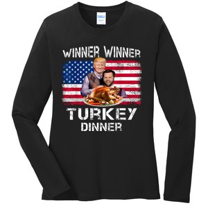 Humor Trump Vance Winner Winner Turkey Dinner Thanksgiving Ladies Long Sleeve Shirt