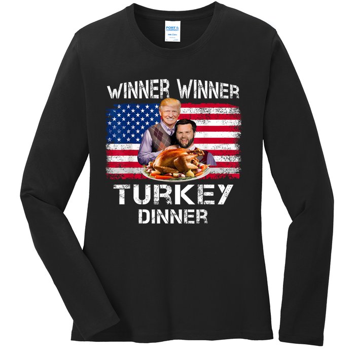 Humor Trump Vance Winner Winner Turkey Dinner Thanksgiving Ladies Long Sleeve Shirt