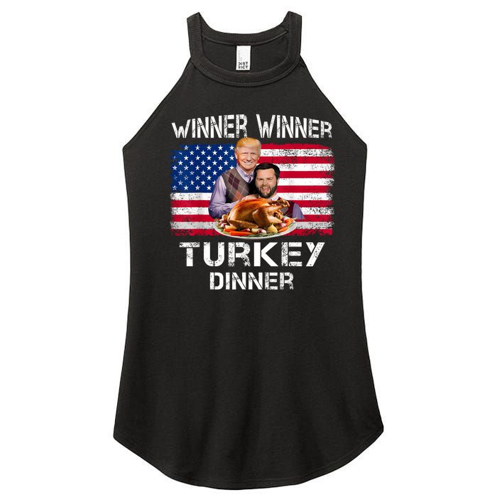 Humor Trump Vance Winner Winner Turkey Dinner Thanksgiving Women's Perfect Tri Rocker Tank