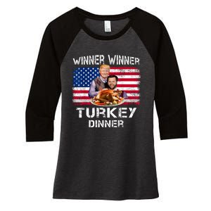 Humor Trump Vance Winner Winner Turkey Dinner Thanksgiving Women's Tri-Blend 3/4-Sleeve Raglan Shirt