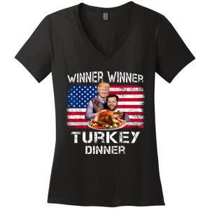 Humor Trump Vance Winner Winner Turkey Dinner Thanksgiving Women's V-Neck T-Shirt