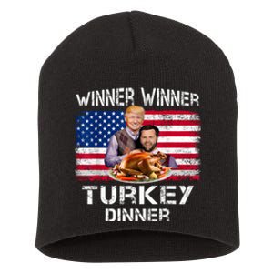 Humor Trump Vance Winner Winner Turkey Dinner Thanksgiving Short Acrylic Beanie