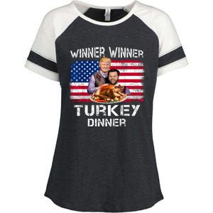 Humor Trump Vance Winner Winner Turkey Dinner Thanksgiving Enza Ladies Jersey Colorblock Tee