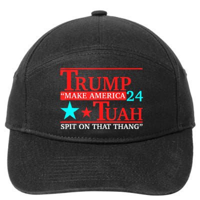 Hawk Tuah Viral Humor Meme Video Girl 24 Trump Tua 7-Panel Snapback Hat