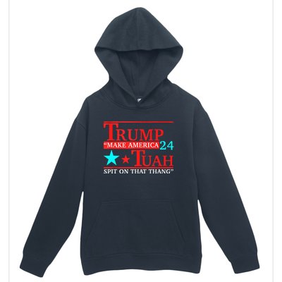 Hawk Tuah Viral Humor Meme Video Girl 24 Trump Tua Urban Pullover Hoodie