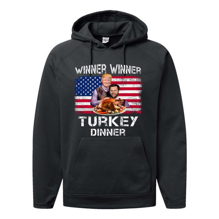 Humor Trump Vance Winner Winner Turkey Dinner Thanksgiving Performance Fleece Hoodie