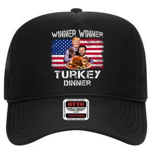 Humor Trump Vance Winner Winner Turkey Dinner Thanksgiving High Crown Mesh Back Trucker Hat