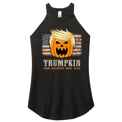 Halloween Trumpkin Vintage Us Flag Women’s Perfect Tri Rocker Tank